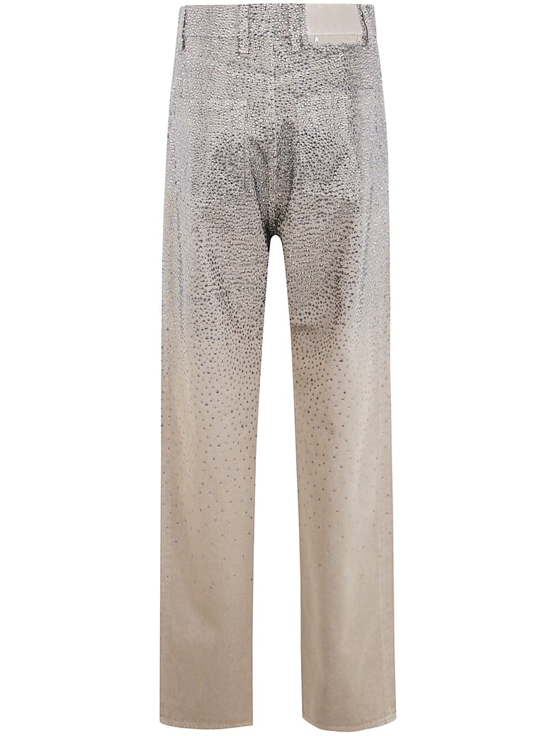 pale khaki crystal trousers by Selfnex