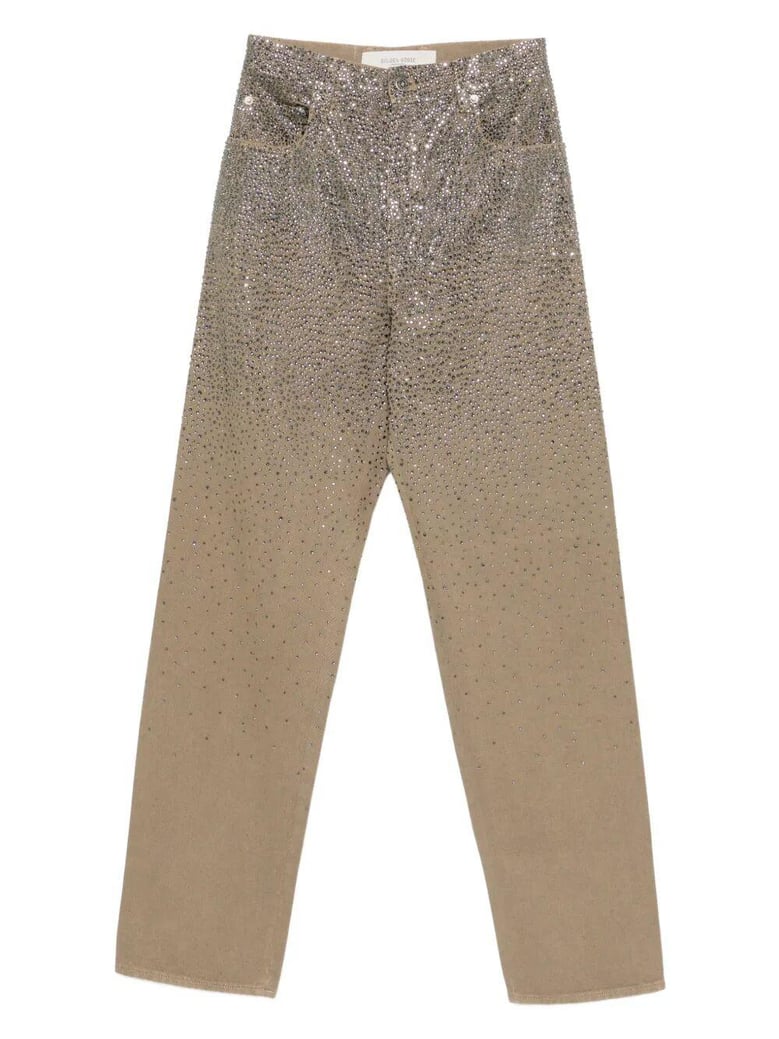 pale khaki crystal trousers by Selfnex