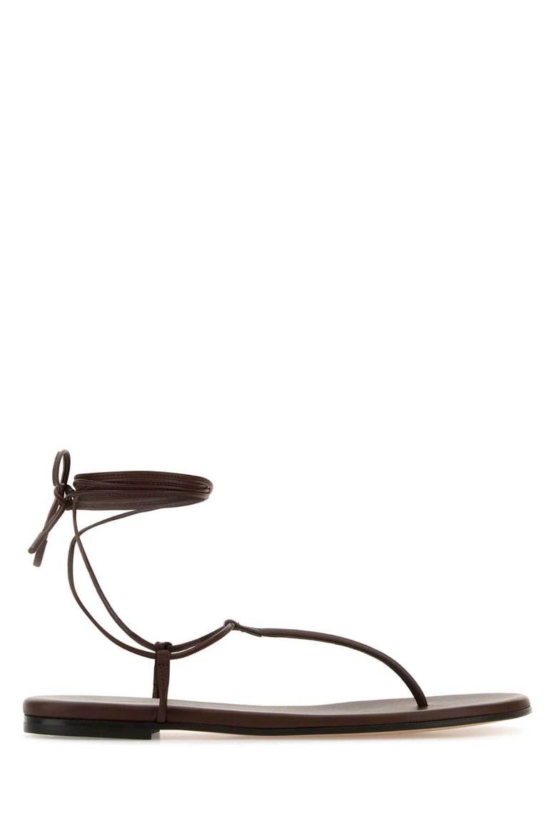 brown nappa leather gwyneth thong sandals by Selfnex