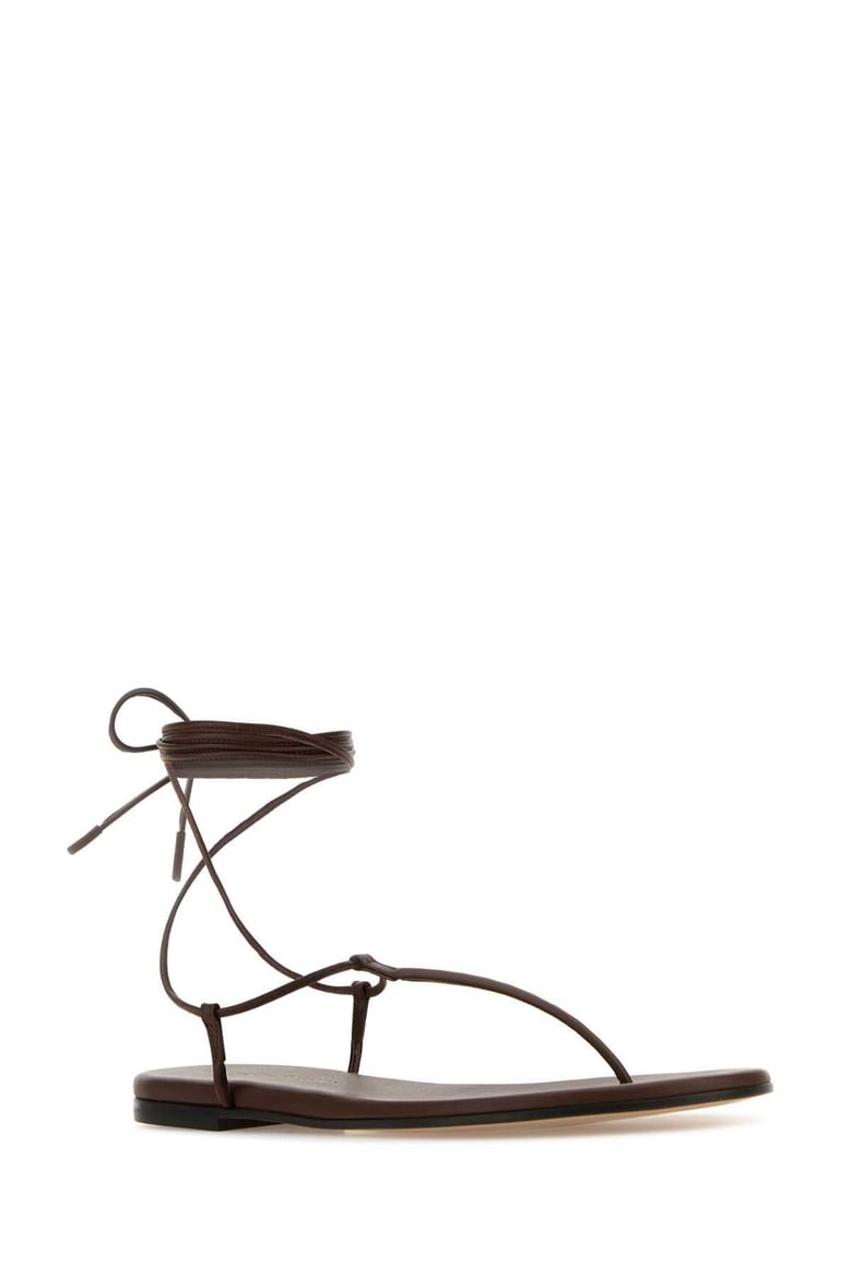 brown nappa leather gwyneth thong sandals by Selfnex