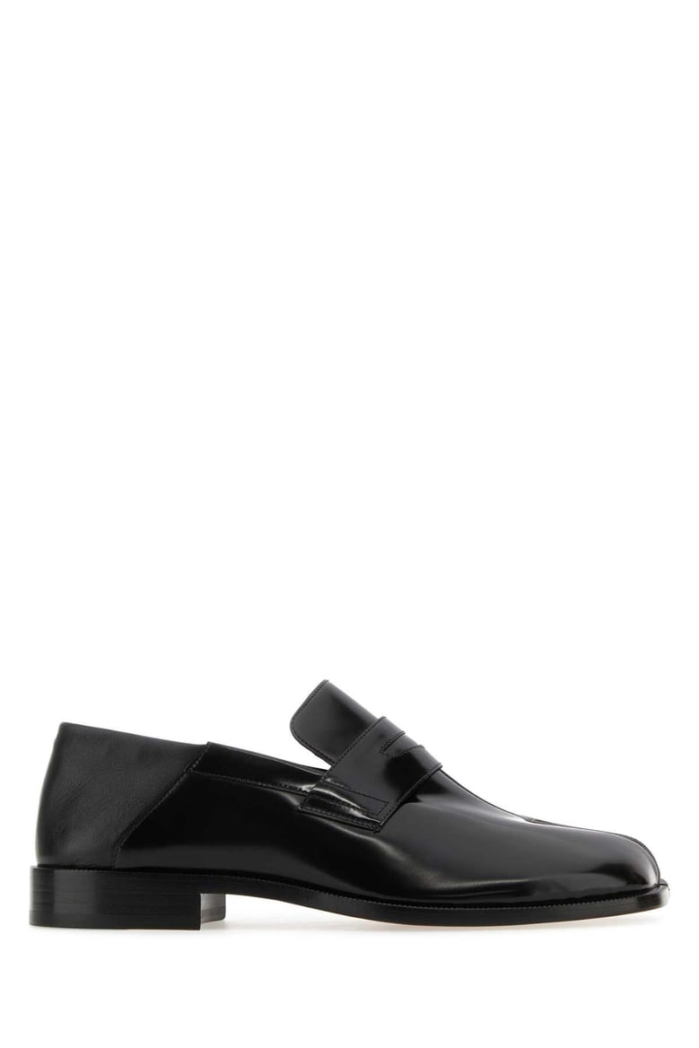black leather tabi loafers by Selfnex