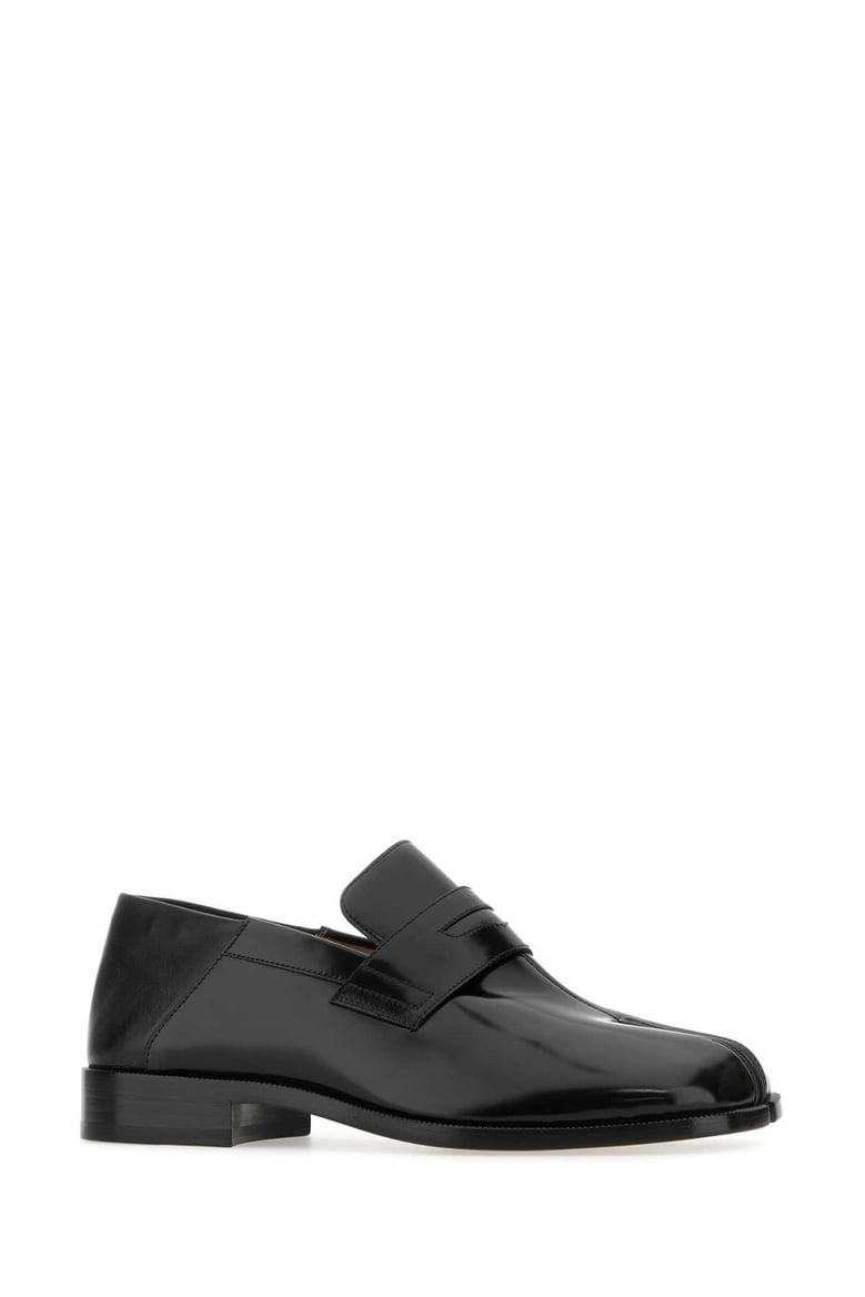 black leather tabi loafers by Selfnex