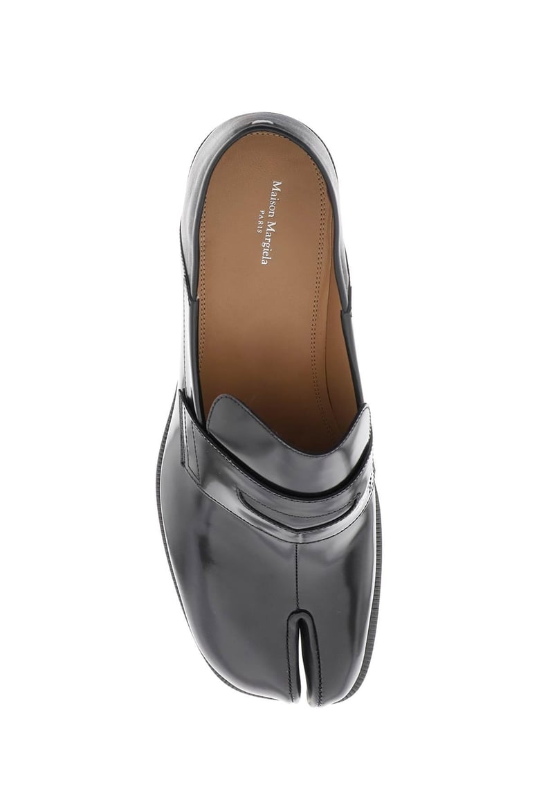 black leather tabi loafers by Selfnex