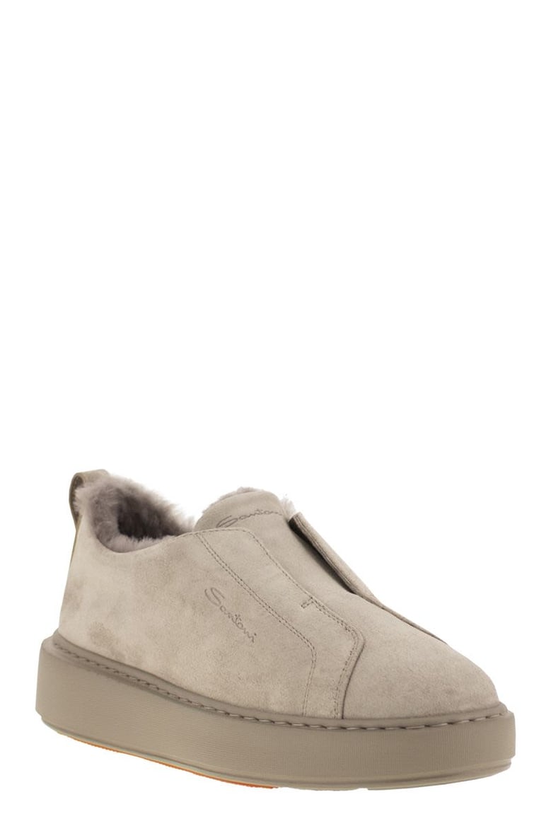 slip-on suede sneakers with fur by Selfnex