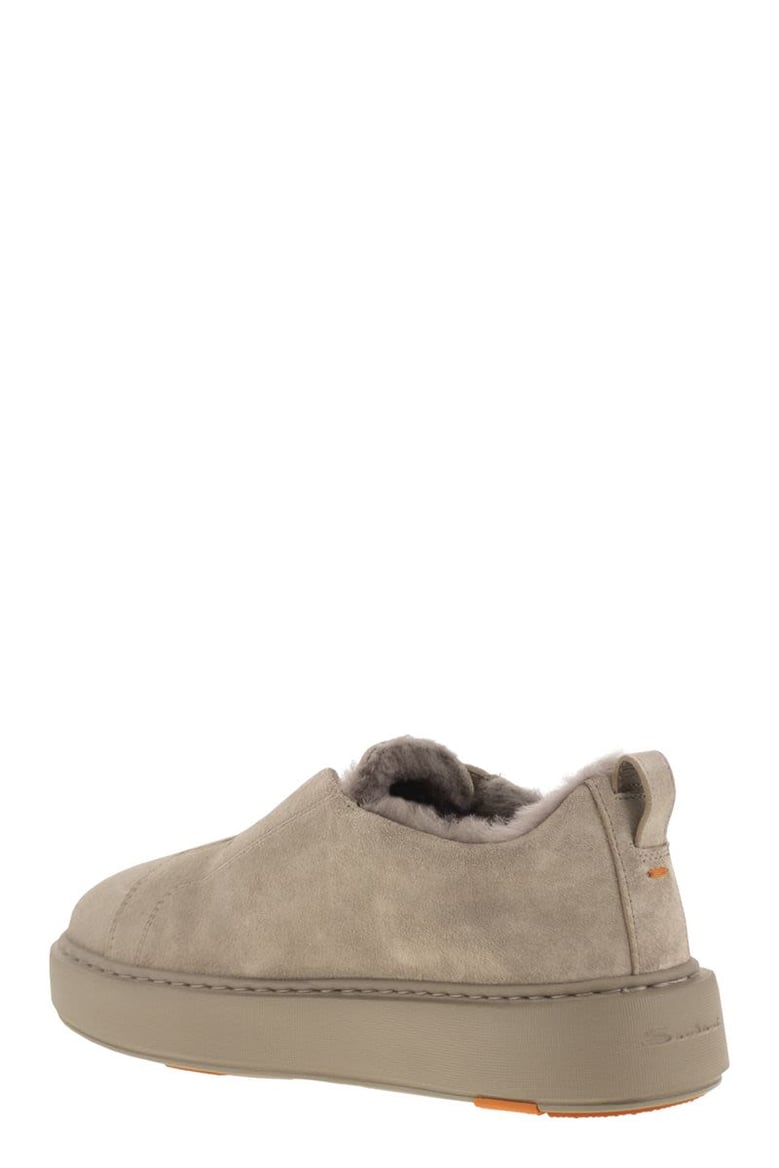 slip-on suede sneakers with fur by Selfnex