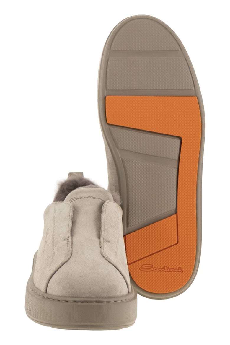 slip-on suede sneakers with fur by Selfnex