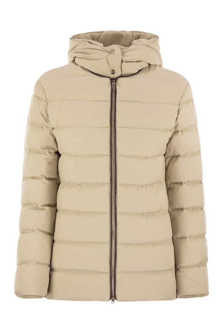 medium down jacket with hood by Selfnex