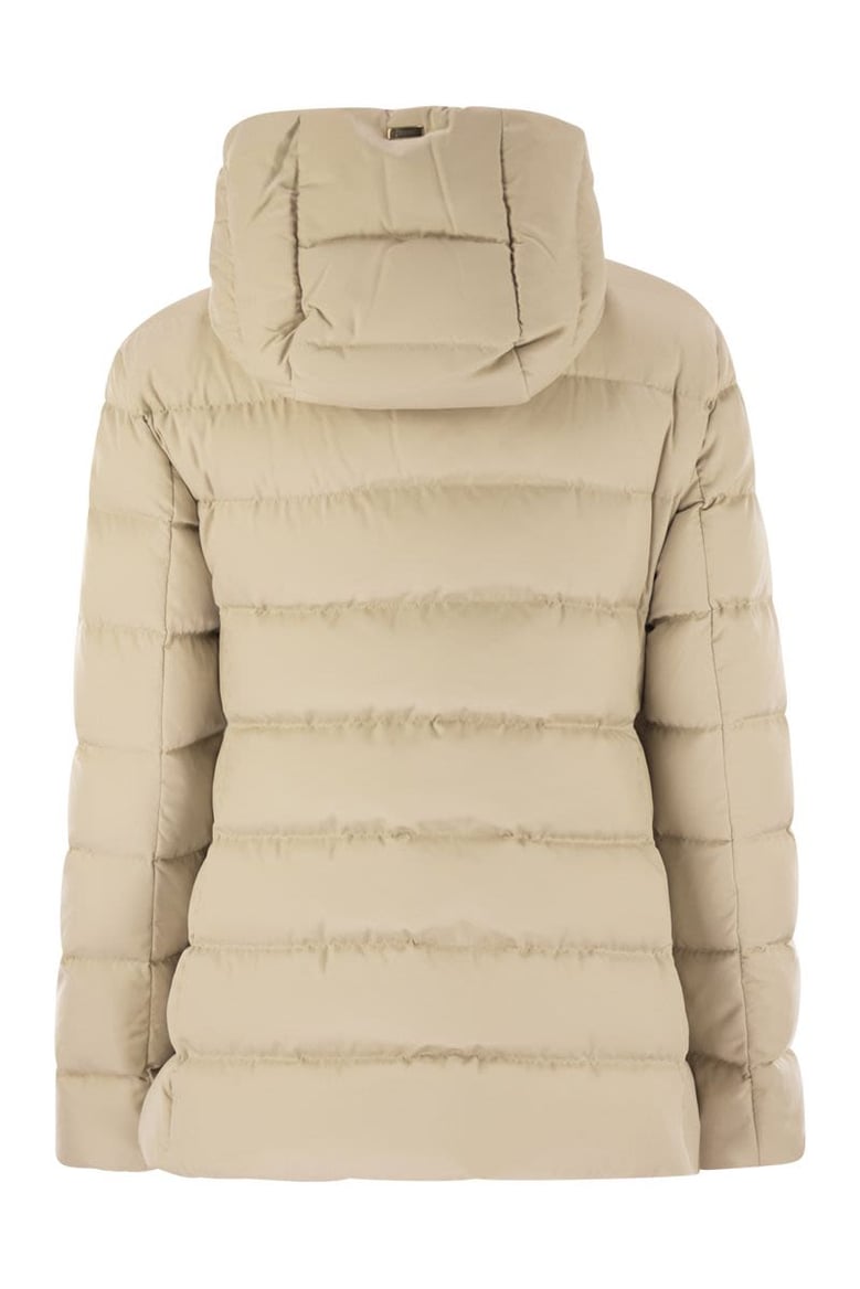 medium down jacket with hood by Selfnex