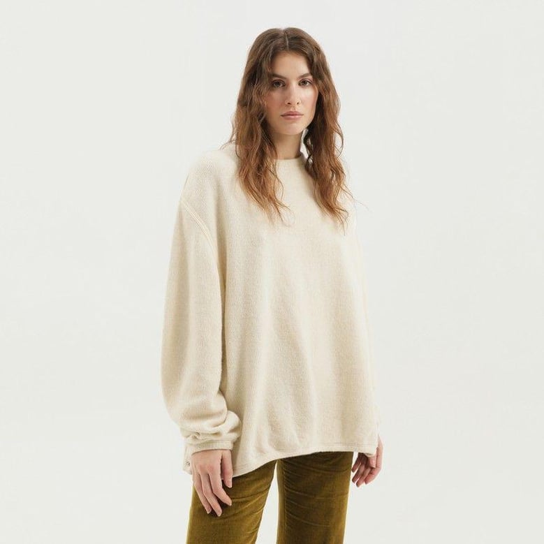white ribbed sweater with slits by Selfnex