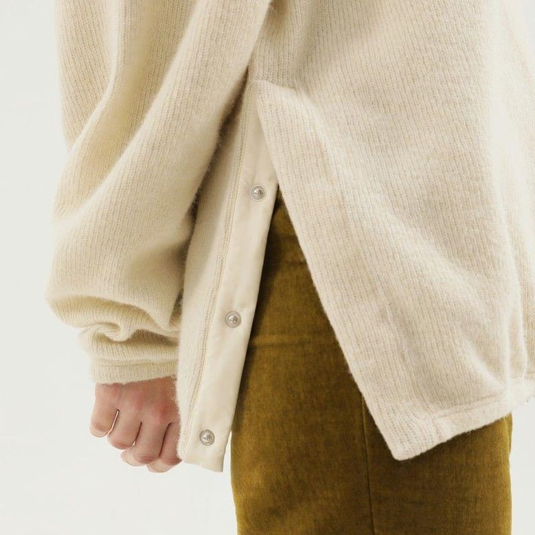 white ribbed sweater with slits by Selfnex