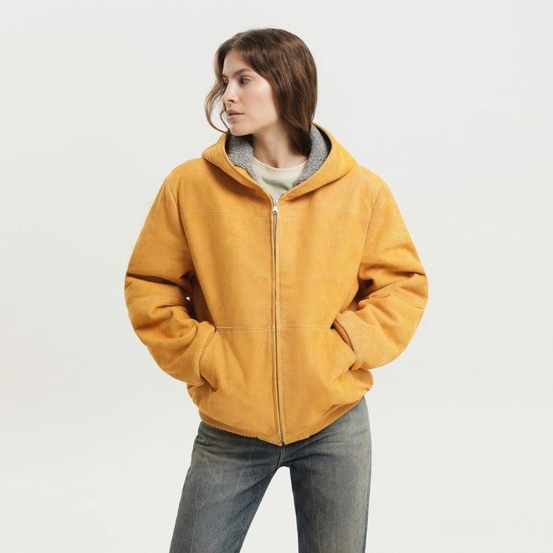 yellow suede hoodie by Selfnex