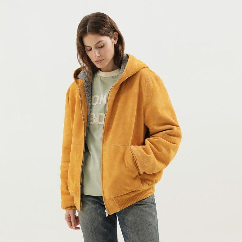yellow suede hoodie by Selfnex