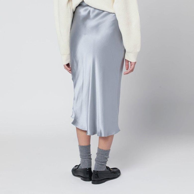 pastel blue silk midi skirt by Selfnex