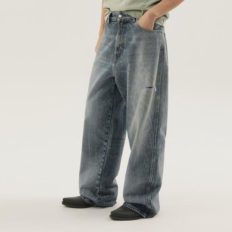 rhodesian pants in stone blue denim by Selfnex