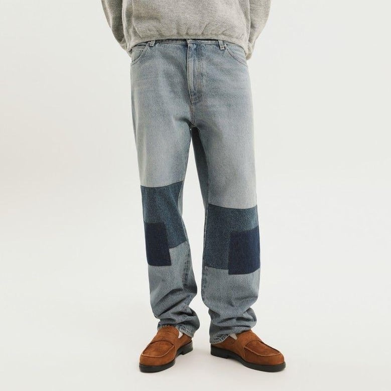 malin denim pants with patches by Selfnex