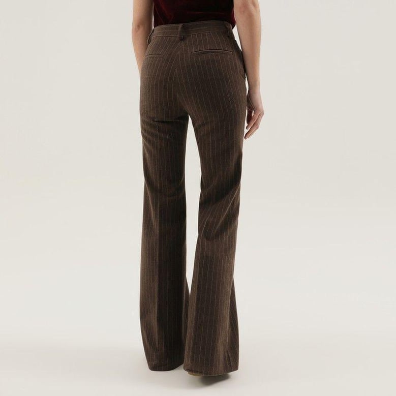 brown striped flared pants by Selfnex