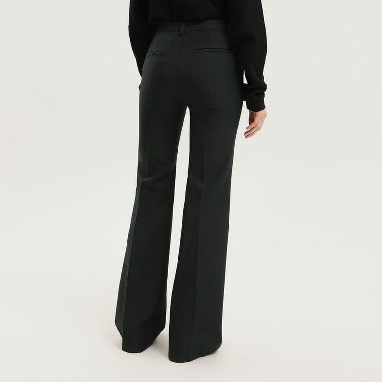 high-waisted dark green bell-bottom pants by Selfnex