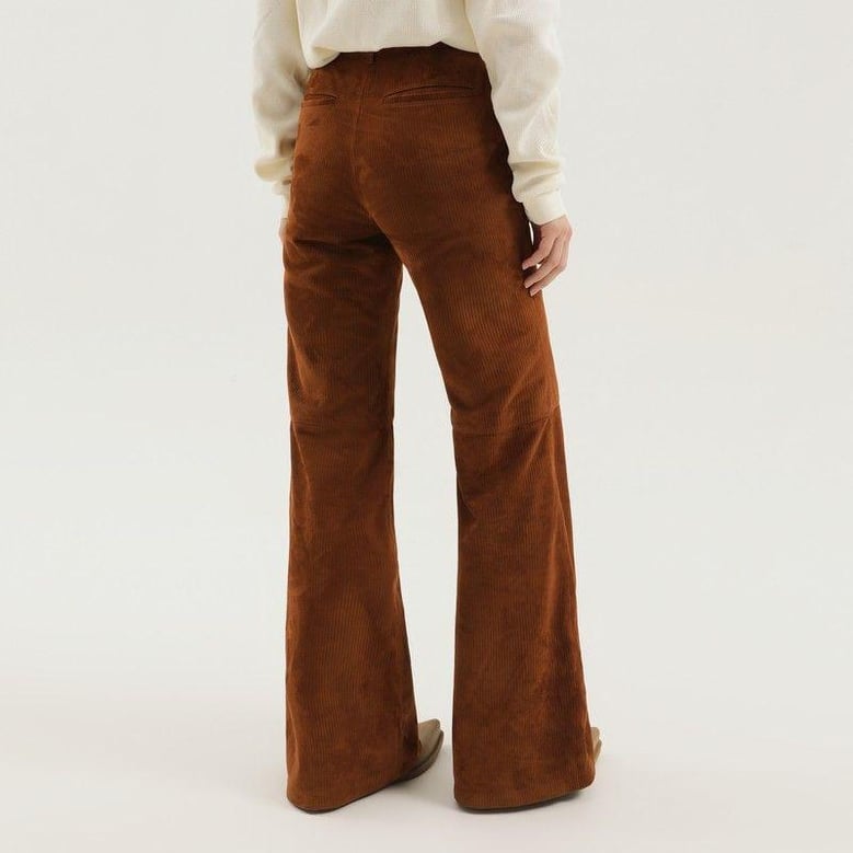 corduroy flared leather pants by Selfnex