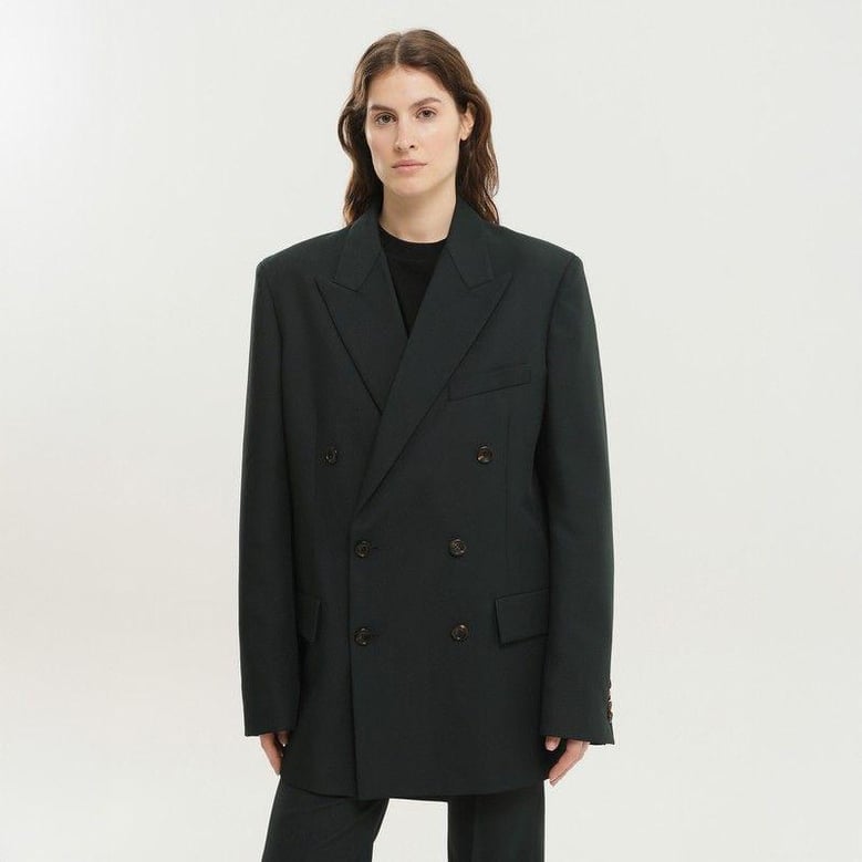 dark green double-breasted blazer by Selfnex