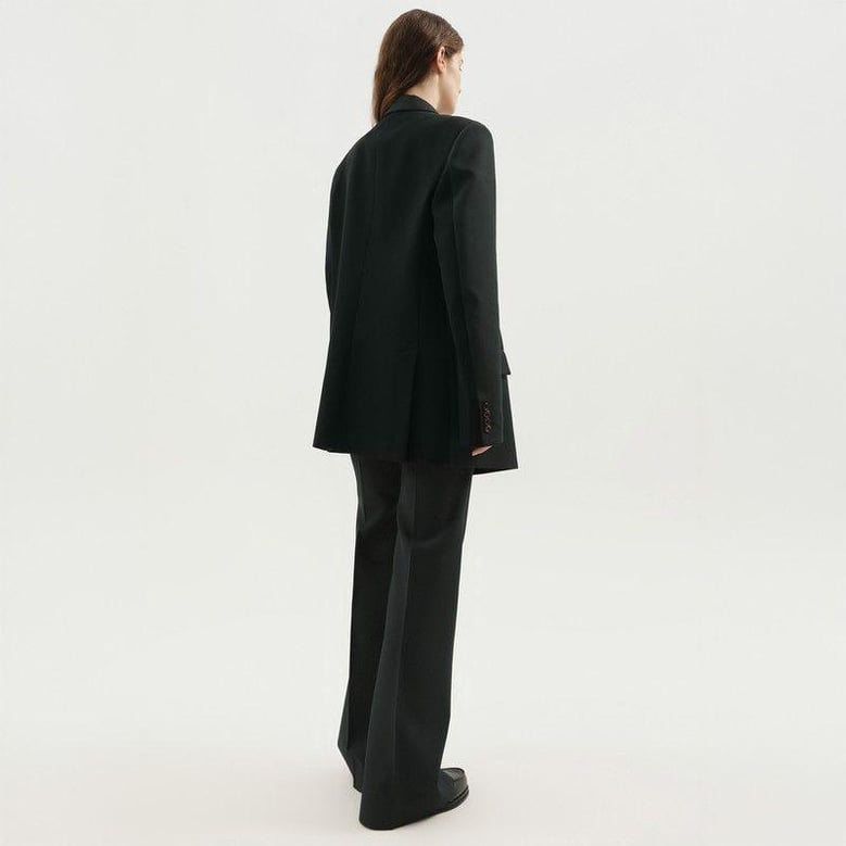 dark green double-breasted blazer by Selfnex