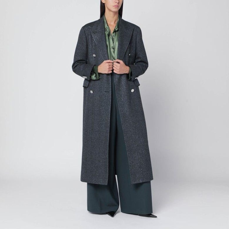 black houndstooth double-breasted coat by Selfnex