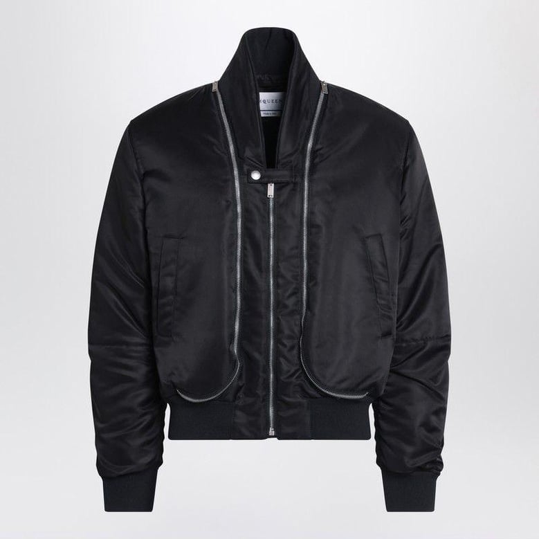 black nylon zip bomber by Selfnex