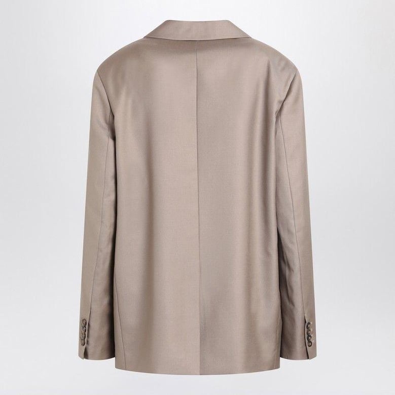 double-breasted wool jacket in taupe color by Selfnex