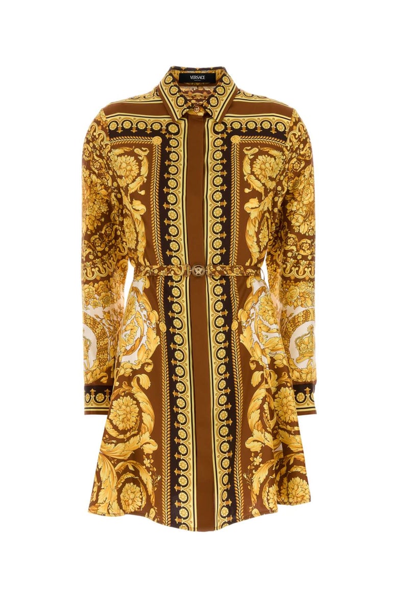 printed twill shirt dress by Selfnex