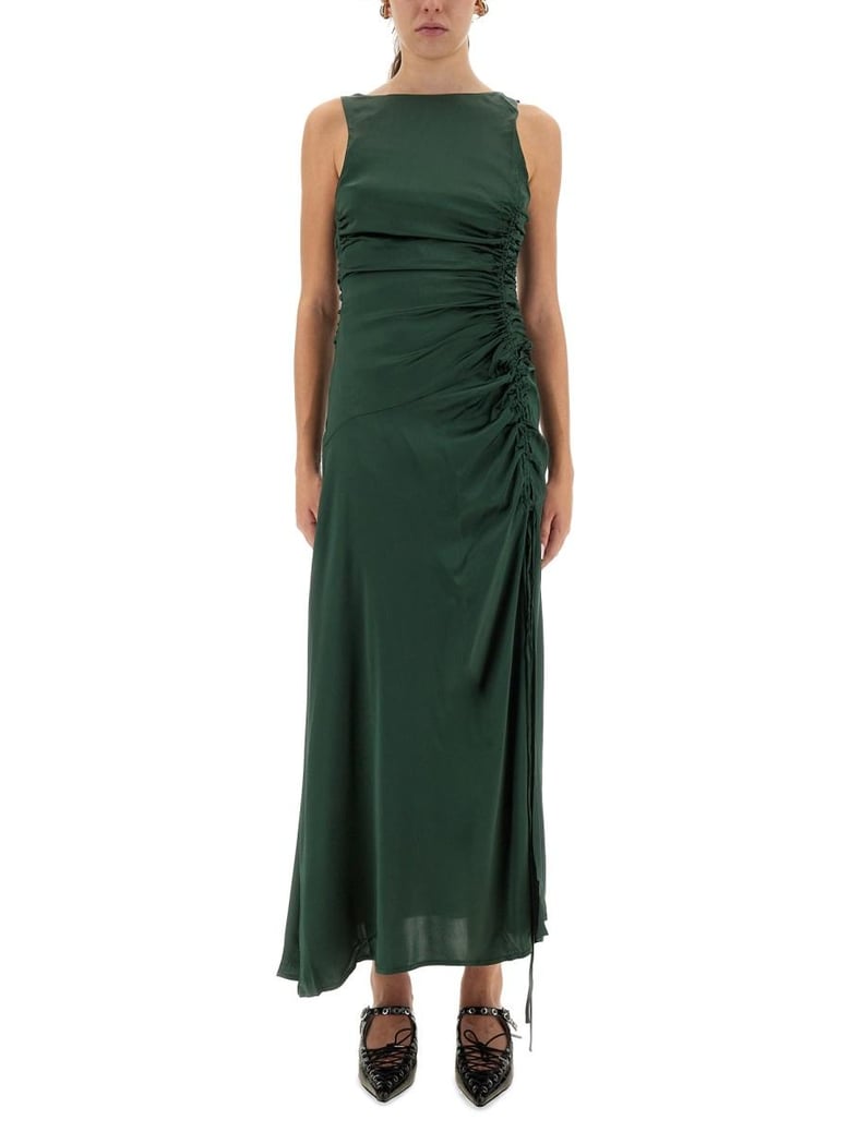 gathered satin dress by Selfnex
