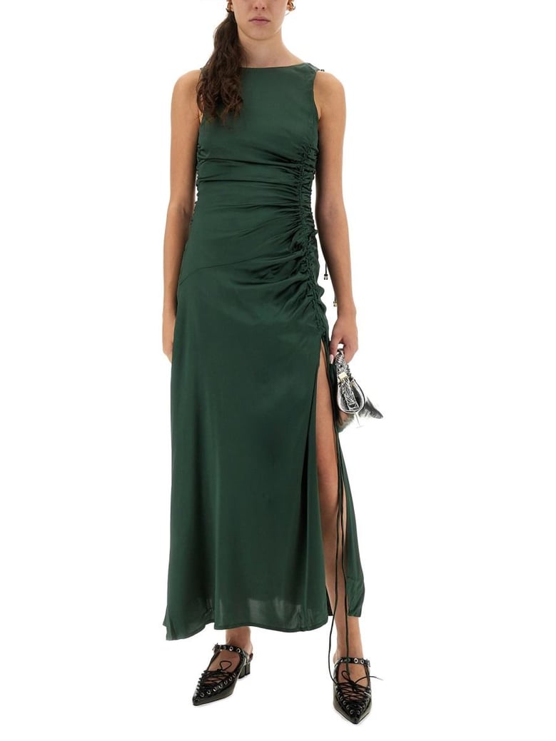 gathered satin dress by Selfnex