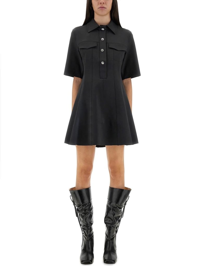 mini dress with scalloped buttons by Selfnex