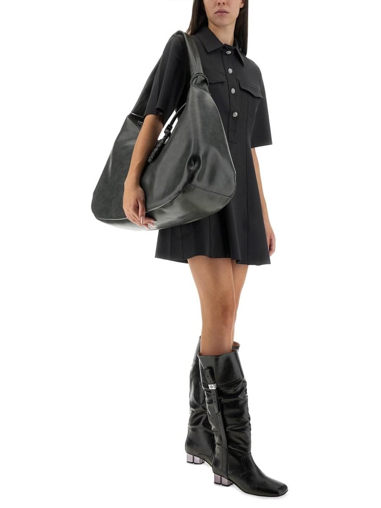 mini dress with scalloped buttons by Selfnex