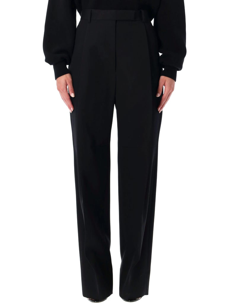 black wool tailored wide-leg trousers by Selfnex