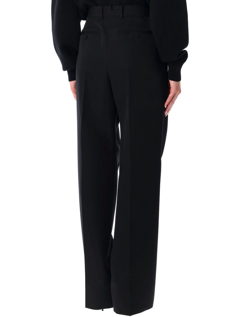 black wool tailored wide-leg trousers by Selfnex