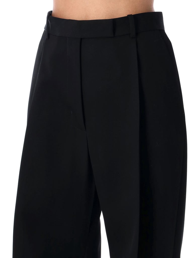 black wool tailored wide-leg trousers by Selfnex