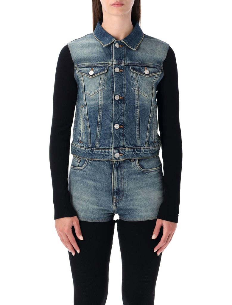 hybrid rib knit and denim trompe-l’œil jacket coperni by Selfnex
