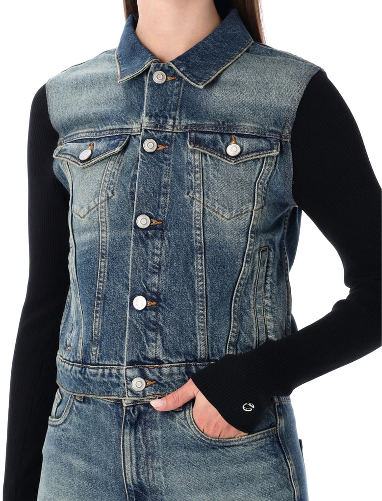 hybrid rib knit and denim trompe-l’œil jacket coperni by Selfnex
