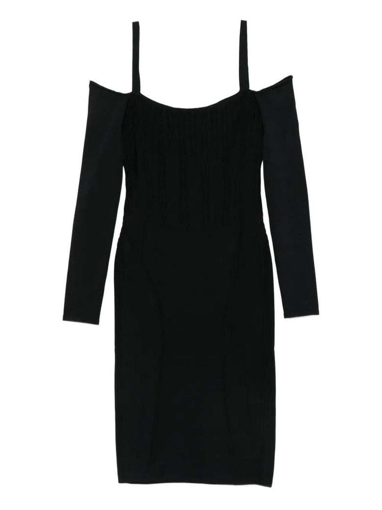 off shoulder long sleeve midi dress by Selfnex