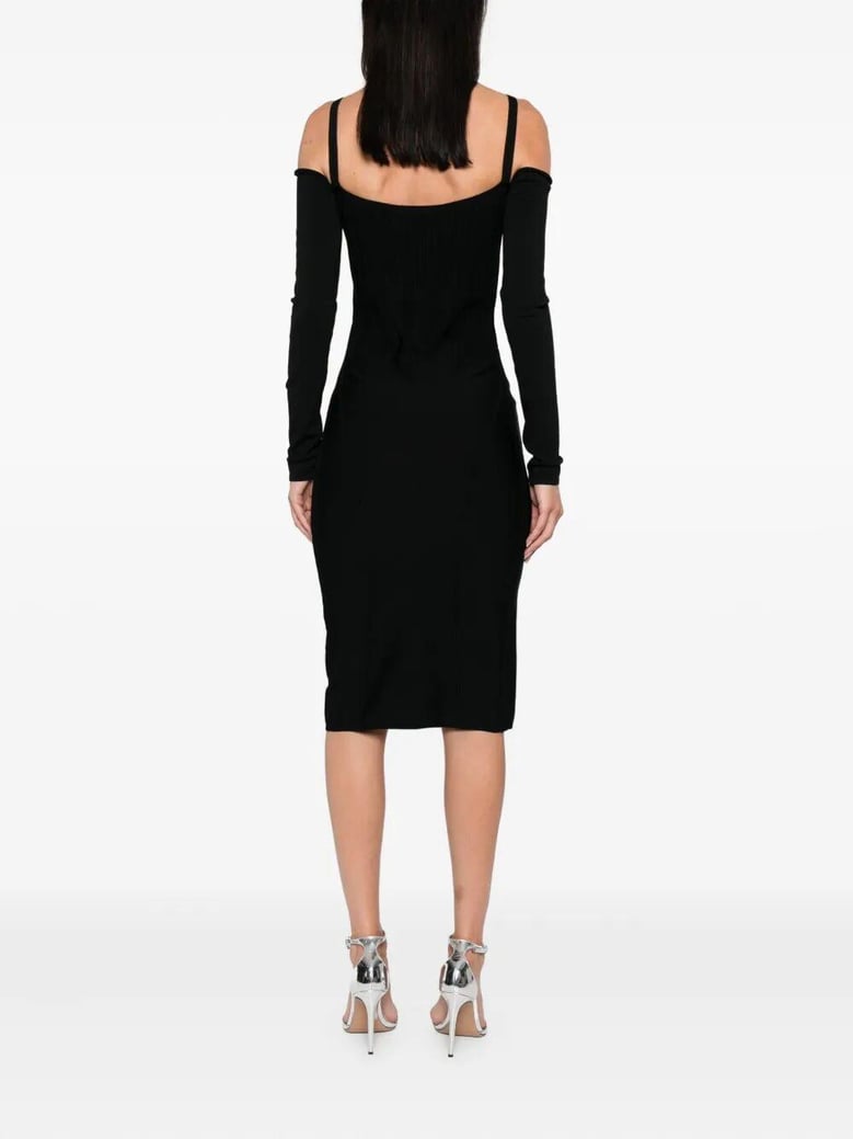 off shoulder long sleeve midi dress by Selfnex