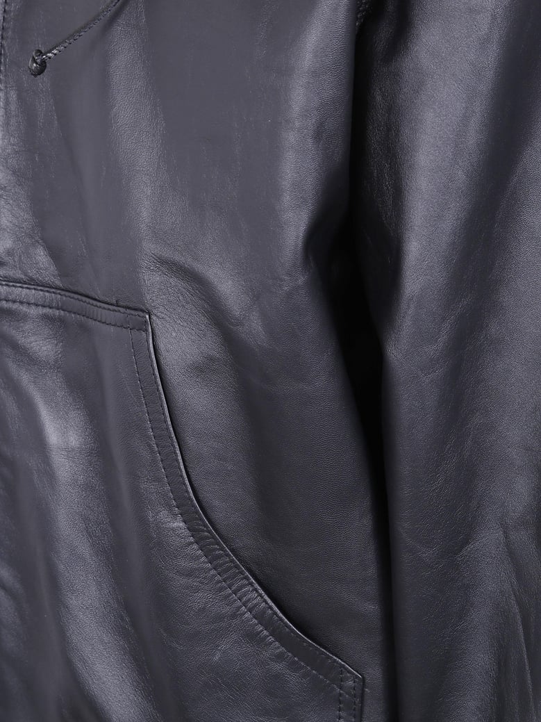 nappa leather oversized hooded bomber jacket by Selfnex