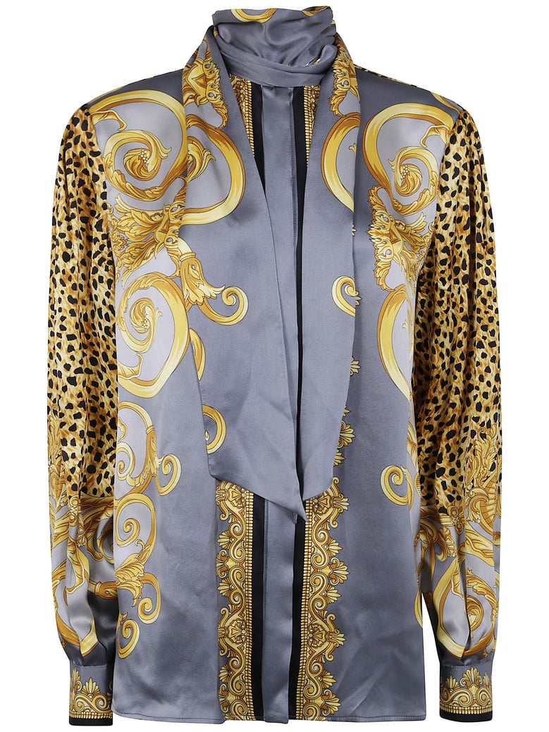 informal shirt cheetah foulard on silk crepe satin lw by Selfnex