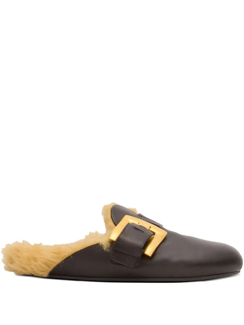 flat mule anthem-calfskin&faux fur by Selfnex
