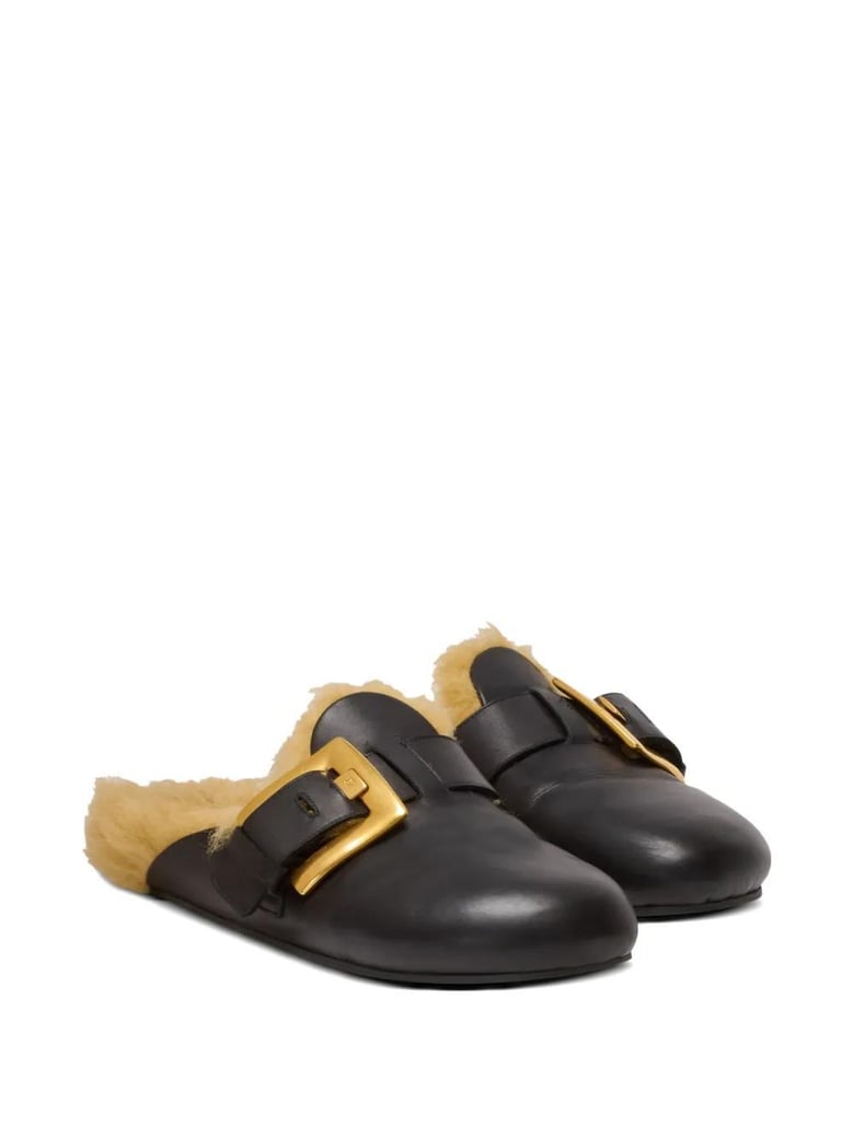 flat mule anthem-calfskin&faux fur by Selfnex