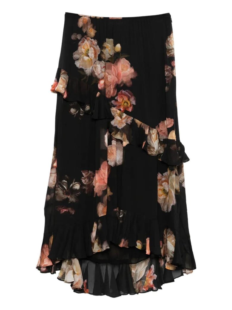 hypnotic asymmetric midi skirt by Selfnex