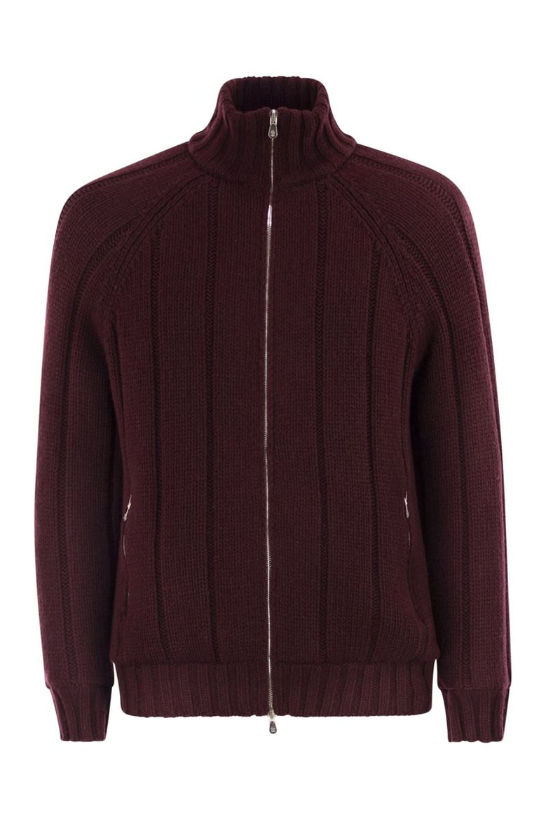 cashmere knit down jacket with zip by Selfnex