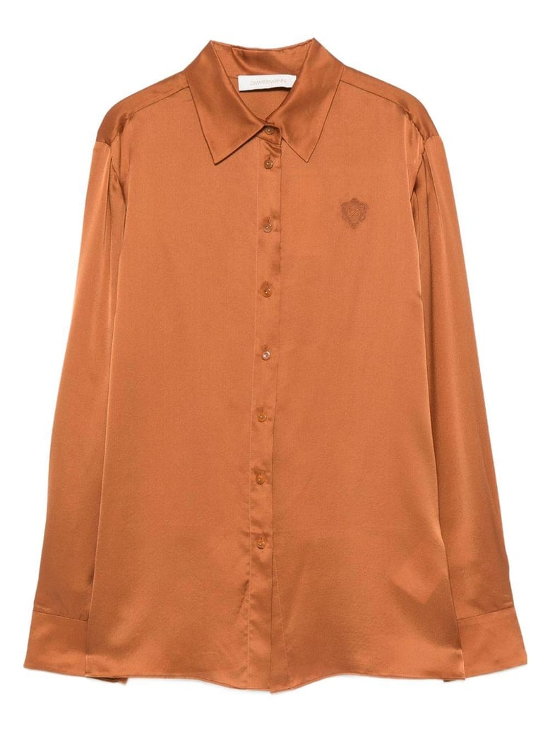 brown silk shirt by Selfnex