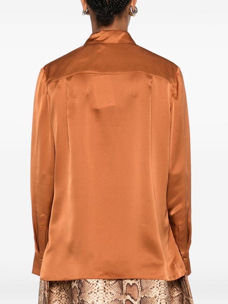 brown silk shirt by Selfnex