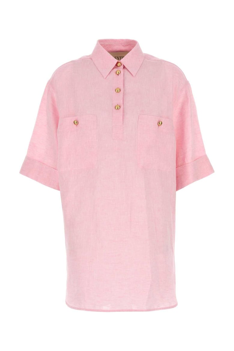 pink linen blouse by Selfnex