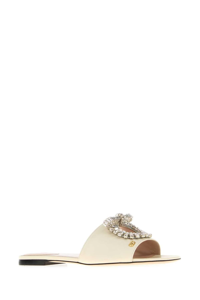 ivory leather slippers by Selfnex