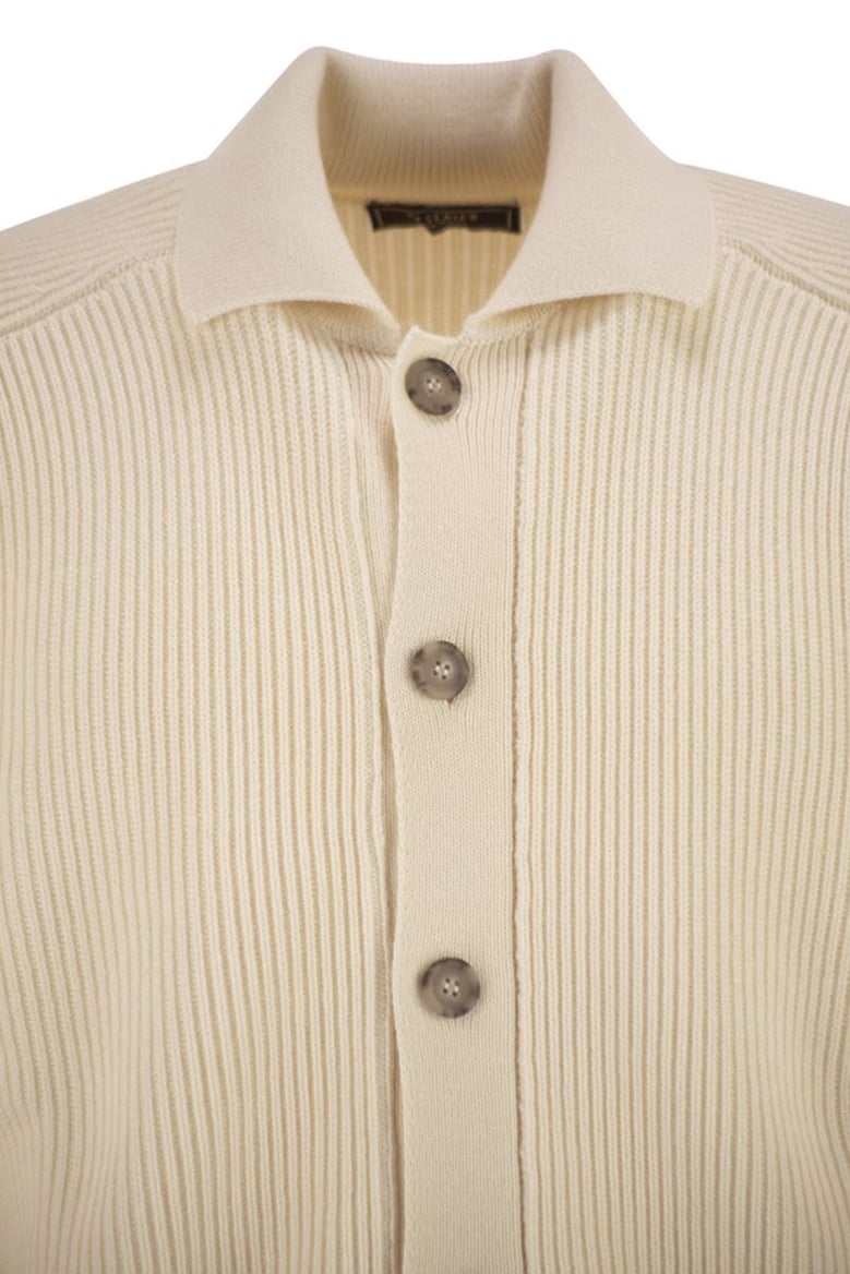 english ribbed wool cardigan by Selfnex